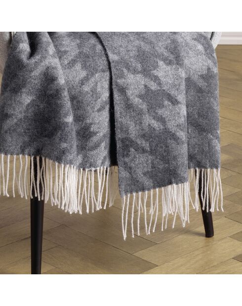 Clémence geweven plaid van grijs kasjmier - 130x180 cm