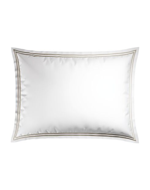 Set de 2 taies d'oreiller en satin de coton Nice taupe/blanc - 2x(50x70 cm)