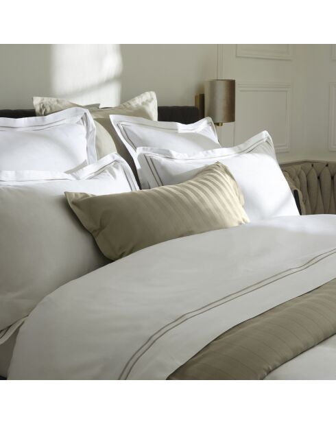Set de 2 taies d'oreiller en satin de coton Nice taupe/blanc - 2x(50x70 cm)