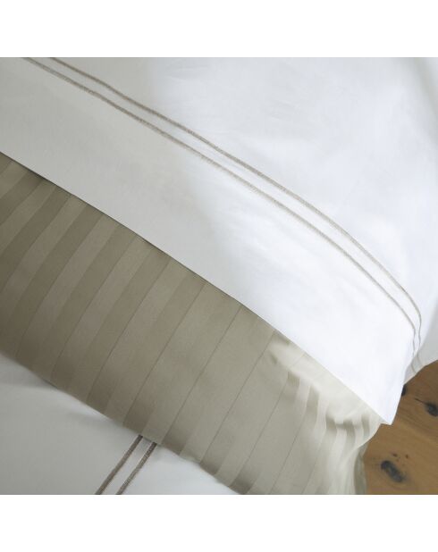 Set de 2 taies d'oreiller en satin de coton Nice taupe/blanc - 2x(50x70 cm)