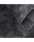 Juego de sábanas con minifunda rectangular de satén de algodón, tela floral gris oscuro, 150 x 200 cm