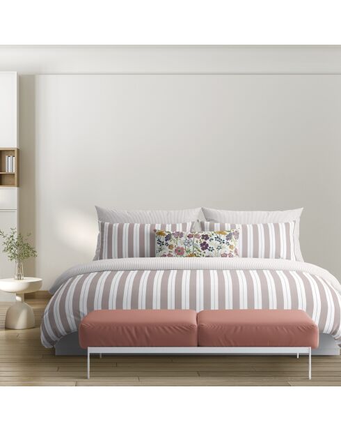 Drap plat en satin de coton Noémie vieux rose - 240x300 cm