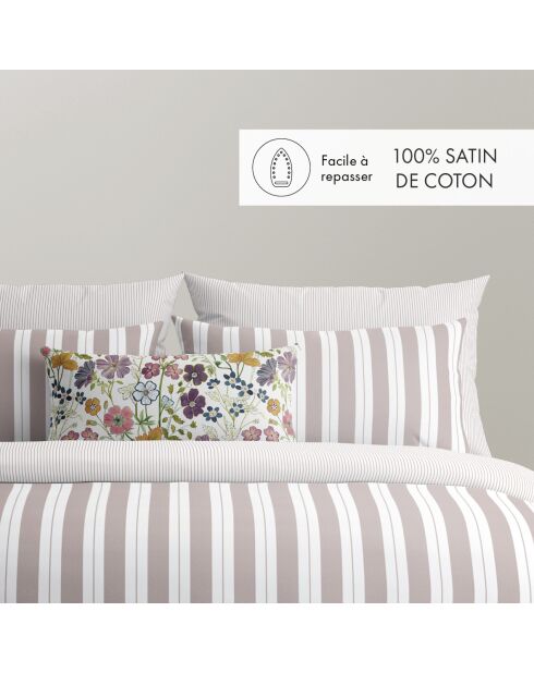 Drap plat en satin de coton Noémie vieux rose - 240x300 cm