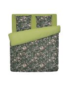 Funda de edredón de satén de algodón con estampado floral verde y 2 fundas de almohada, 260 x 240 cm
