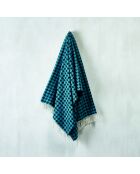 Blaues Plaid aus weicher Baumwolle mit Hahnentrittmuster - 130x170 cm