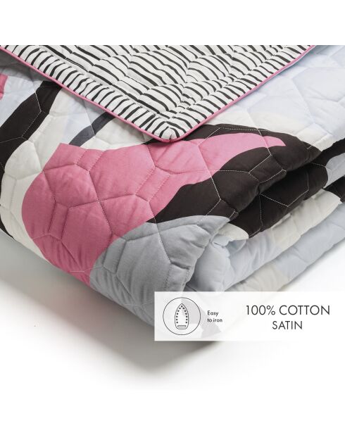 Copriletto blu chiaro con poesie floreali in raso di cotone - 220x250 cm