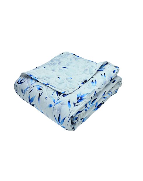 Couvre-lit XL en satin de coton Eclat bleu blanc - 220x250 cm
