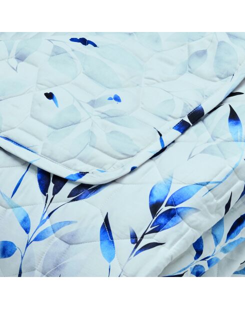 Couvre-lit XL en satin de coton Eclat bleu blanc - 220x250 cm