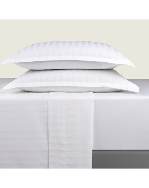 Maxi-Bettwäscheset, quadratisch, gestreift, gewebter Dobby Jacquard, Kissenbezug aus weißer Baumwolle