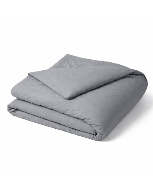 Housse de couette en percale de coton uni grise