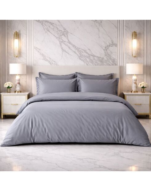 Housse de couette en percale de coton uni grise