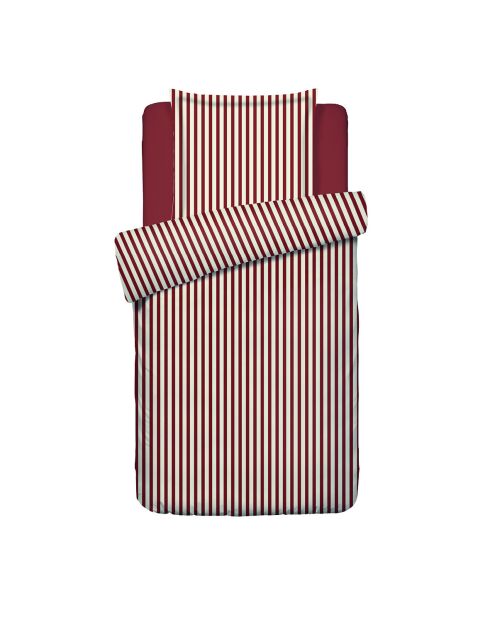 Housse de couette + taie d'oreiller en satin de coton Ysaline rouges - 140x200 cm