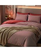 Housse de couette + taie d'oreiller en satin de coton Ysaline rouges - 140x200 cm