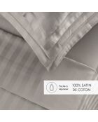 Maxi-Bettwäscheset, rechteckiger Satin, gestreift, gewebter Dobby-Jacquard, taupe