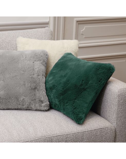 Housse de coussin imitation fourrure verte - 40x40 cm