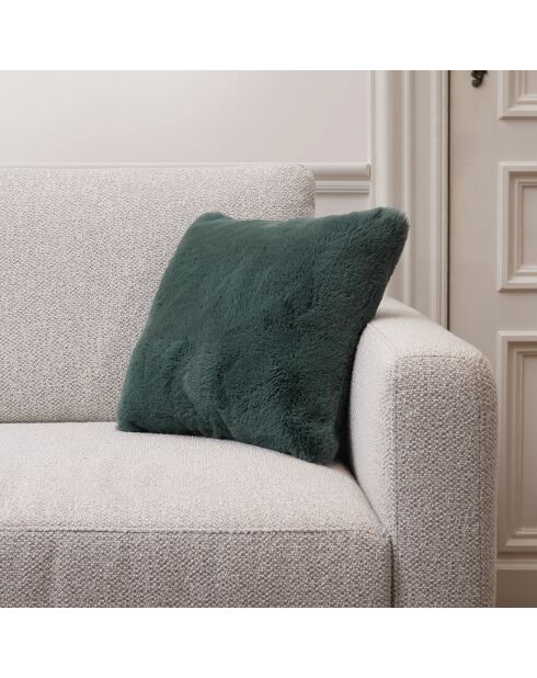 Housse de coussin imitation fourrure verte - 40x40 cm