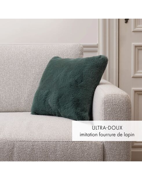 Housse de coussin imitation fourrure verte - 40x40 cm