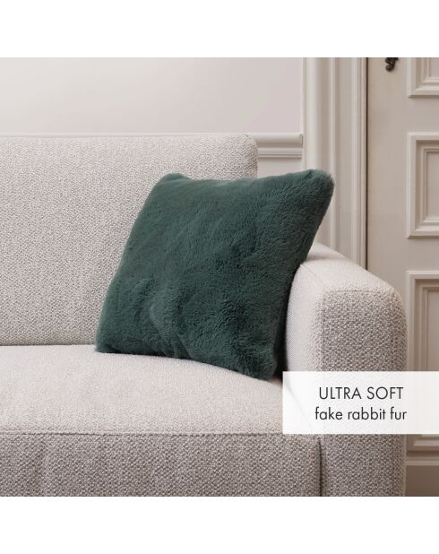 Housse de coussin imitation fourrure verte - 40x40 cm