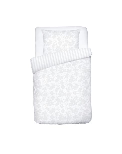 Babydekbedovertrek + kussensloop van geweven katoensatijn Jacquard Jacquard Petit Chênes Blanches - 80x120 cm