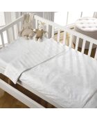 Babydekbedovertrek + kussensloop van geweven katoensatijn Jacquard Jacquard Petit Chênes Blanches - 80x120 cm