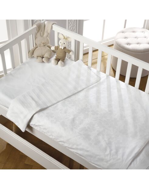 Babydekbedovertrek + kussensloop van geweven katoensatijn Jacquard Jacquard Petit Chênes Blanches - 80x120 cm