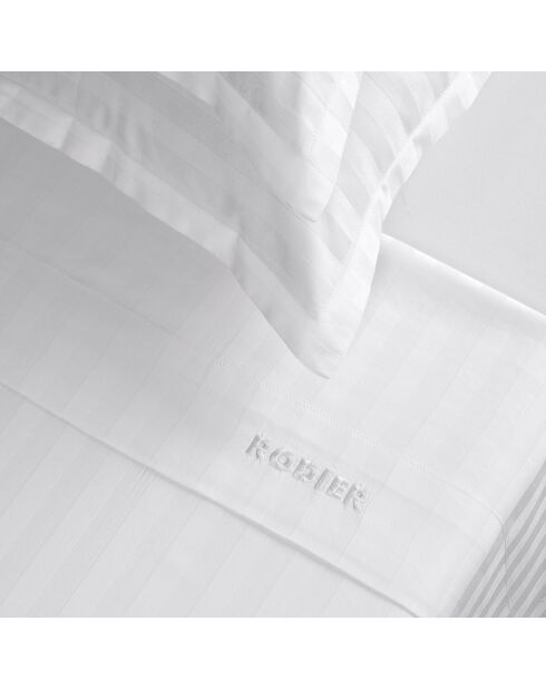 Bettwäscheset Rechteckiger Mini-Kissenbezug aus Baumwollsatin, gestreift, gestreift, Dobby Jacquard, weiß — 150 x 200 cm