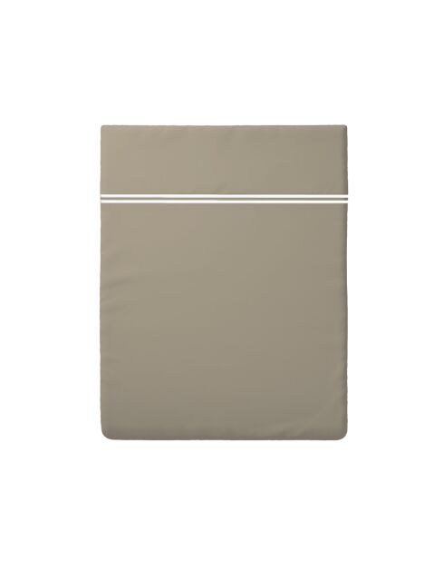 Schönes Bettlaken aus Baumwollsatin in Weiß/Taupe, 260 x 290 cm