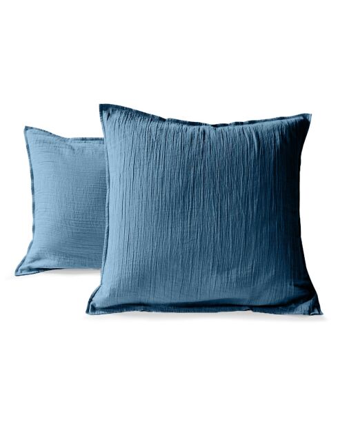 Taie d'oreiller carrée en gaze de coton bleu jean - 65x65cm