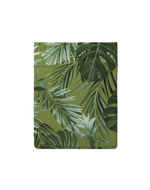 Drap plat en satin de coton Tropical vert clair