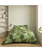 Drap plat en satin de coton Tropical vert clair