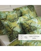 Drap plat en satin de coton Tropical vert clair