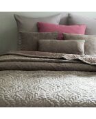 Couvre-lit en verlours côtelé Flower taupe - 220x250 cm
