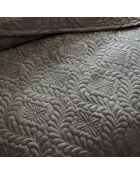 Couvre-lit en verlours côtelé Flower taupe - 220x250 cm
