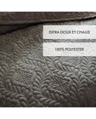 Couvre-lit en verlours côtelé Flower taupe - 220x250 cm