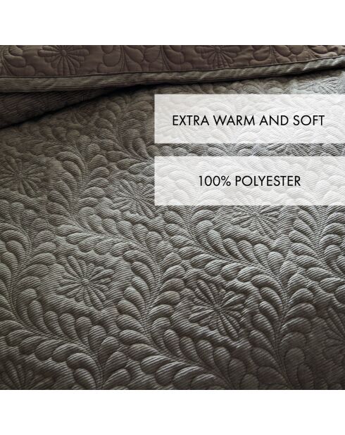 Couvre-lit en verlours côtelé Flower taupe - 220x250 cm