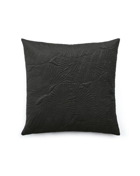 Housse de coussin velours avec dessin fleuri anthracite - 45x45 cm