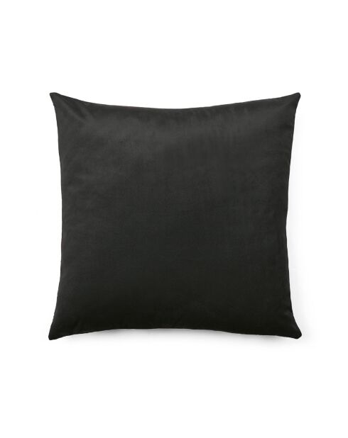 Housse de coussin velours avec dessin fleuri anthracite - 45x45 cm