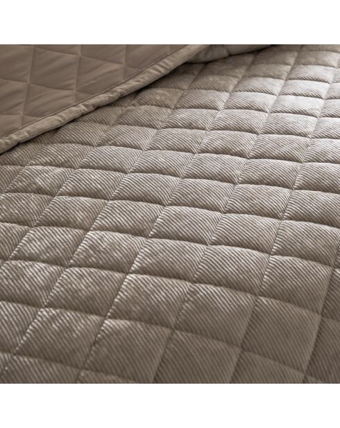 Couvre-lit en verlours côtelé Diamond taupe - 220x250 cm