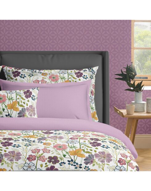 Copripiumino in raso di cotone + federa Fiori bianchi vintage - 140x200 cm