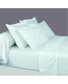 Housse de couette + taie d'oreiller Jacquard imprimé en satin de coton Fleur enchantée blanches - 140x200 cm