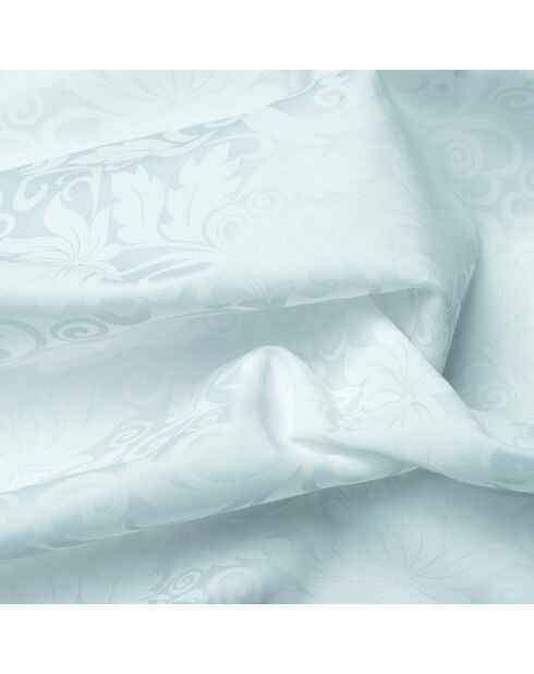 Housse de couette + taie d'oreiller Jacquard imprimé en satin de coton Fleur enchantée blanches - 140x200 cm