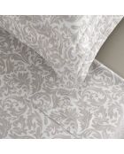 Bettwäscheset Mini rechteckiger Kissenbezug aus Baumwollsatin Damask Floralia taupe - 150x200 cm