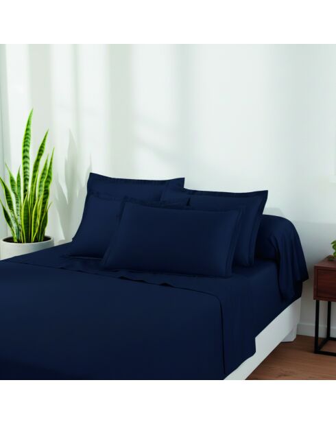 Bettlakenset Mini rechteckiger Kissenbezug aus Baumwollsatin Uni 1 baratta blau 11 - 150x200 cm