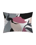 Funda de almohada de satén de algodón con poesía floral blanca y negra, 2 veces (50 x 70 cm)