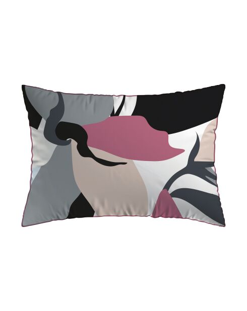 Funda de almohada de satén de algodón con poesía floral blanca y negra, 2 veces (50 x 70 cm)