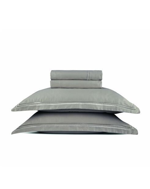 Ensemble de draps satin de coton Annecy taupe - 180x200 cm