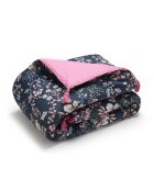 Quilt mit Quasten Whisper Floral dunkelblau/rosa - 140x200 cm