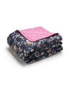 XL beddensprei Murmur floral donkerblauw/roze - 220x250 cm