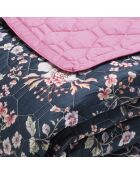 XL beddensprei Murmur floral donkerblauw/roze - 220x250 cm