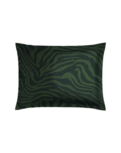 Lot de 2 taies d'oreiller satin de coton Evasion zébrée vert foncé - 2x(50x70 cm)